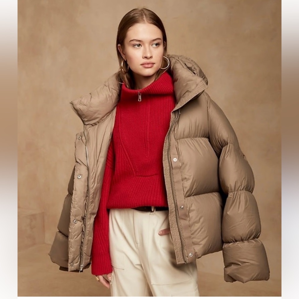 Banana Republic Women's Down Blend Puffer Jacket in Soft Carmel - Picture 3 of 12